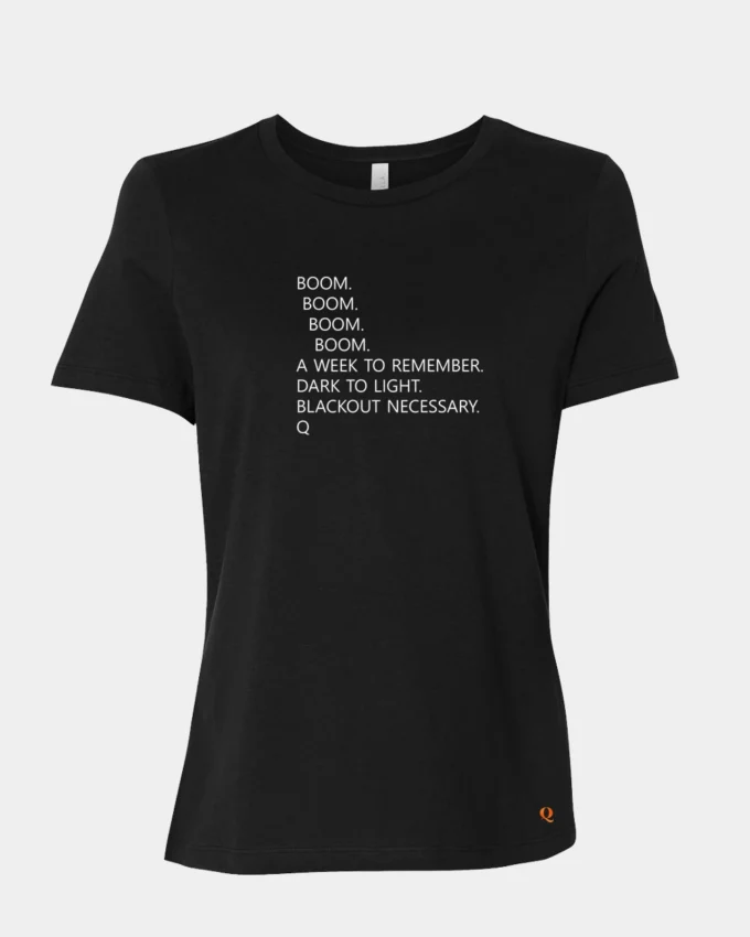 Q Boom Political Meme T-Shirt Made In America Black Women's