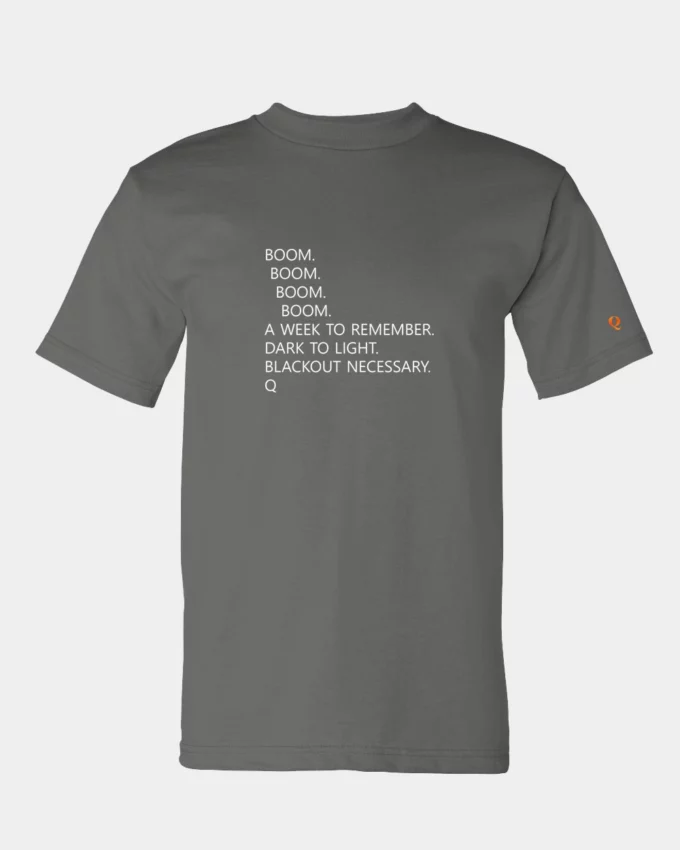 Q Boom Political Meme T-Shirt Made In America Gray Mens