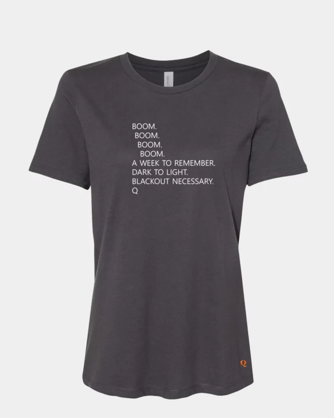 Q Boom Political Meme T-Shirt Made In America Gray Women's
