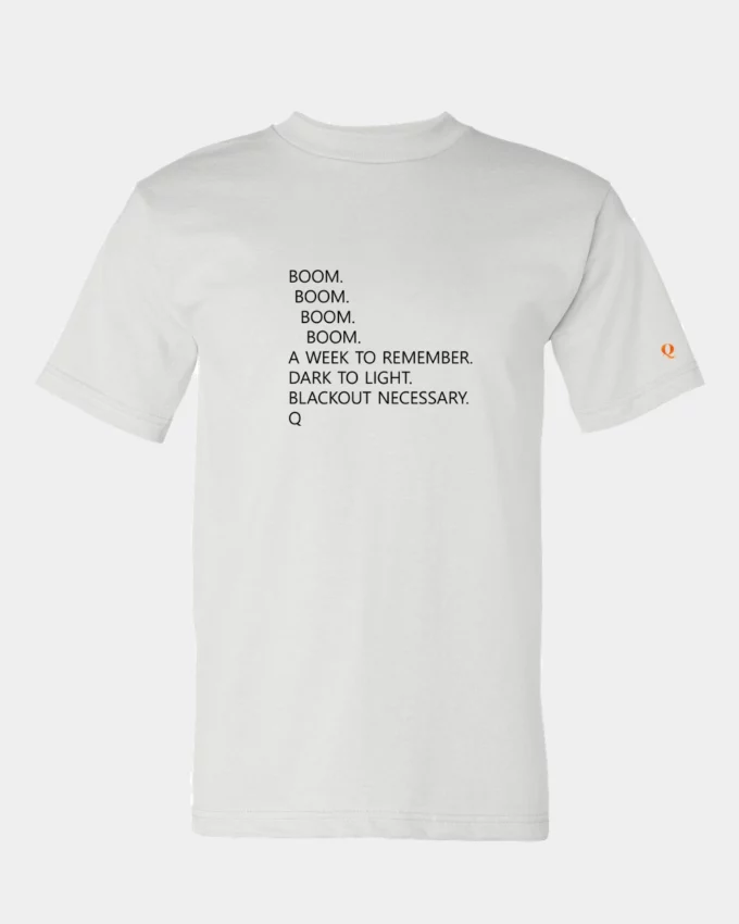 Q Boom Political Meme T-Shirt Made In America White Mens