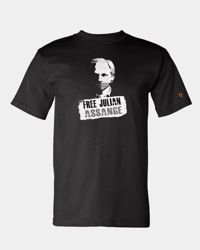Free Assange Political T Shirt Made In America Men's Black