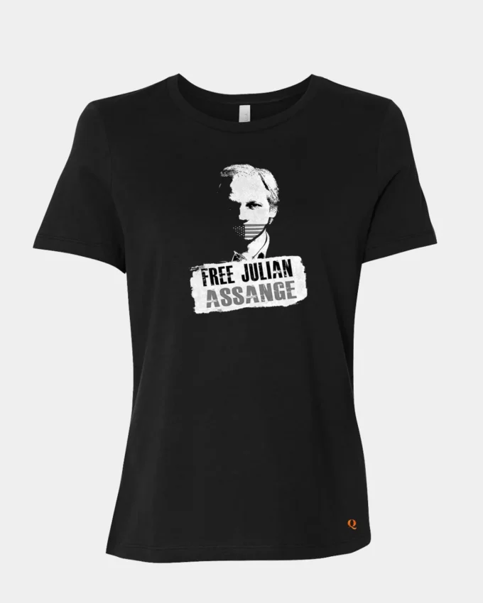 Free Assange Political T Shirt Made In America Women's Black