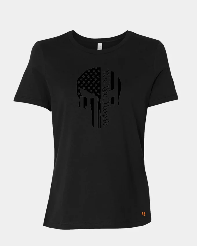 Punisher Skull T-Shirt We The People Women's Black On Black