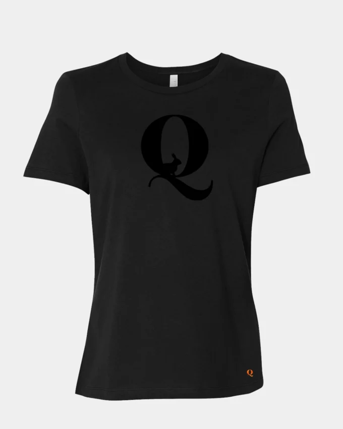 Q Rabbit Political Meme T Shirt Women's Black On Black