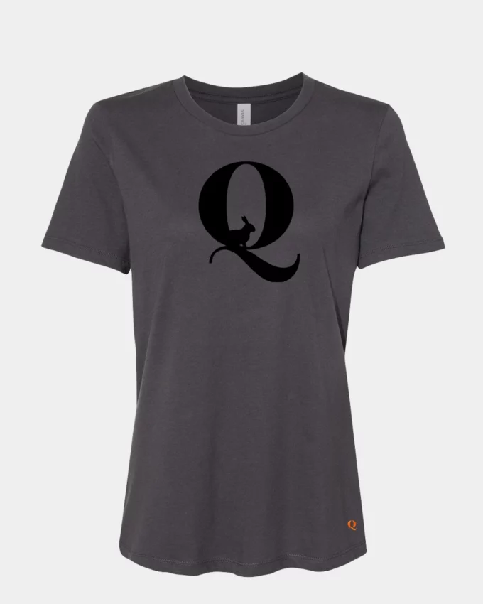 Q Rabbit Political Meme T Shirt Women's Black On Gray