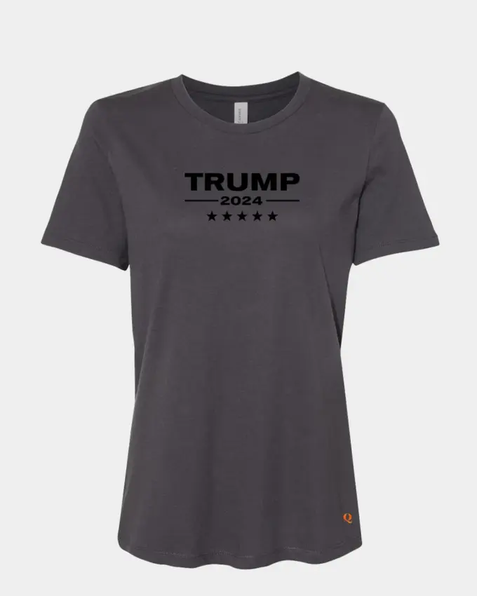 Trump 2024 Tee Shirt Black On Gray Womens